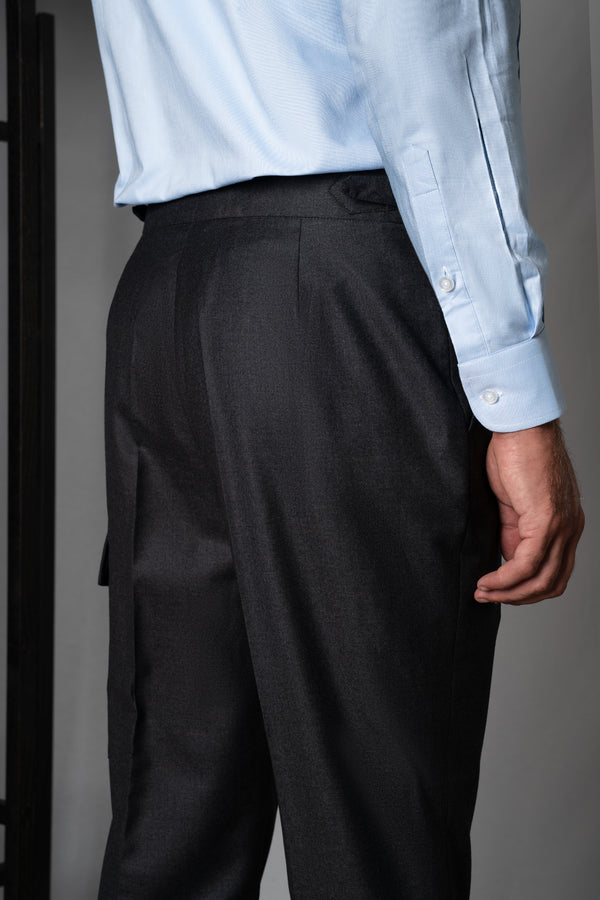 Flannel Stone Gray Wool Casual Cargo Pants