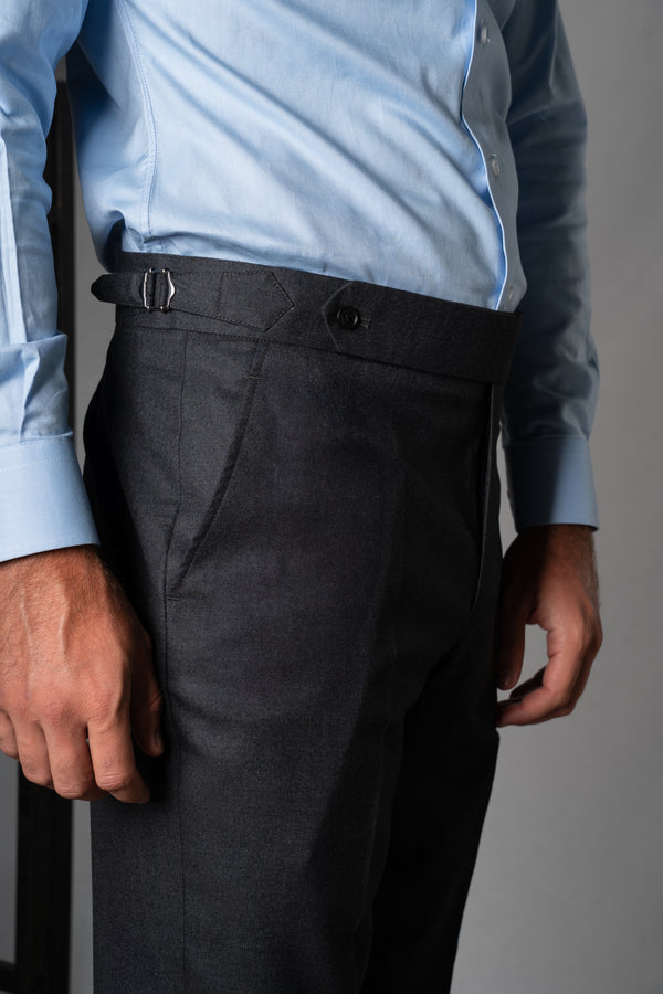 Flannel Stone Gray Wool Casual Cargo Pants