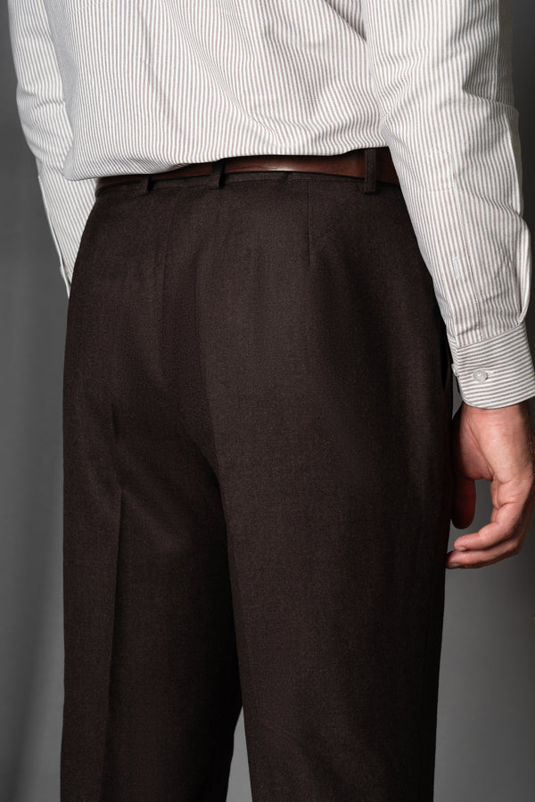 Flannel Chocolate Brown Wool Casual Pants