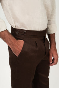 Pantalón Lino Soft Ghurka Brown - Pantalón a medida BUND