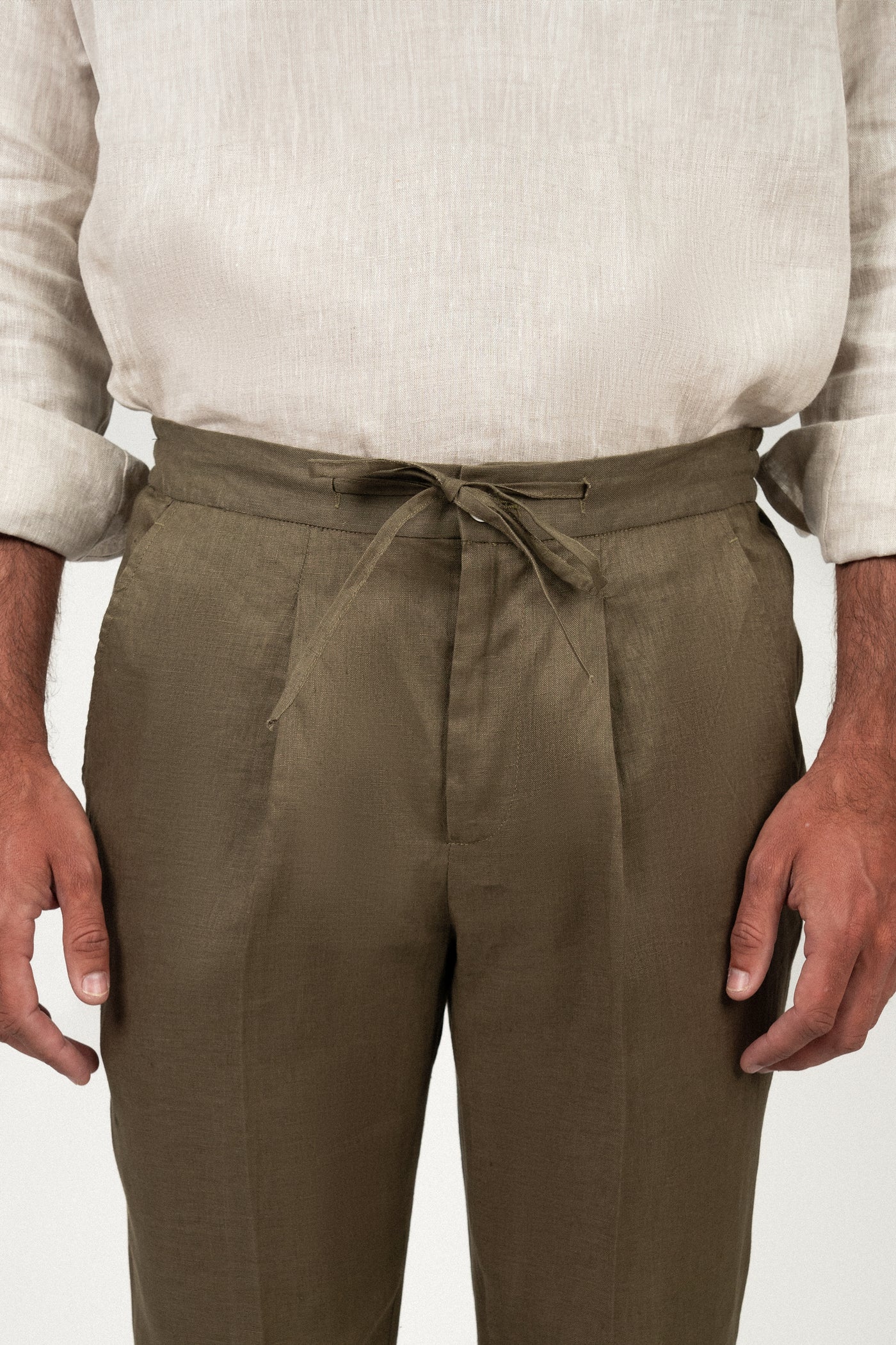 Pantalón Lino Anudar Olive - Pantalón a medida BUND