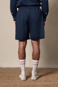 Dark Navy Plain Cotton Shorts — detalle del tejido, BUND Costa Vice SS26