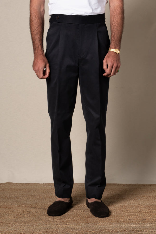 Dark Navy Plain Cotton Tailoring Pants