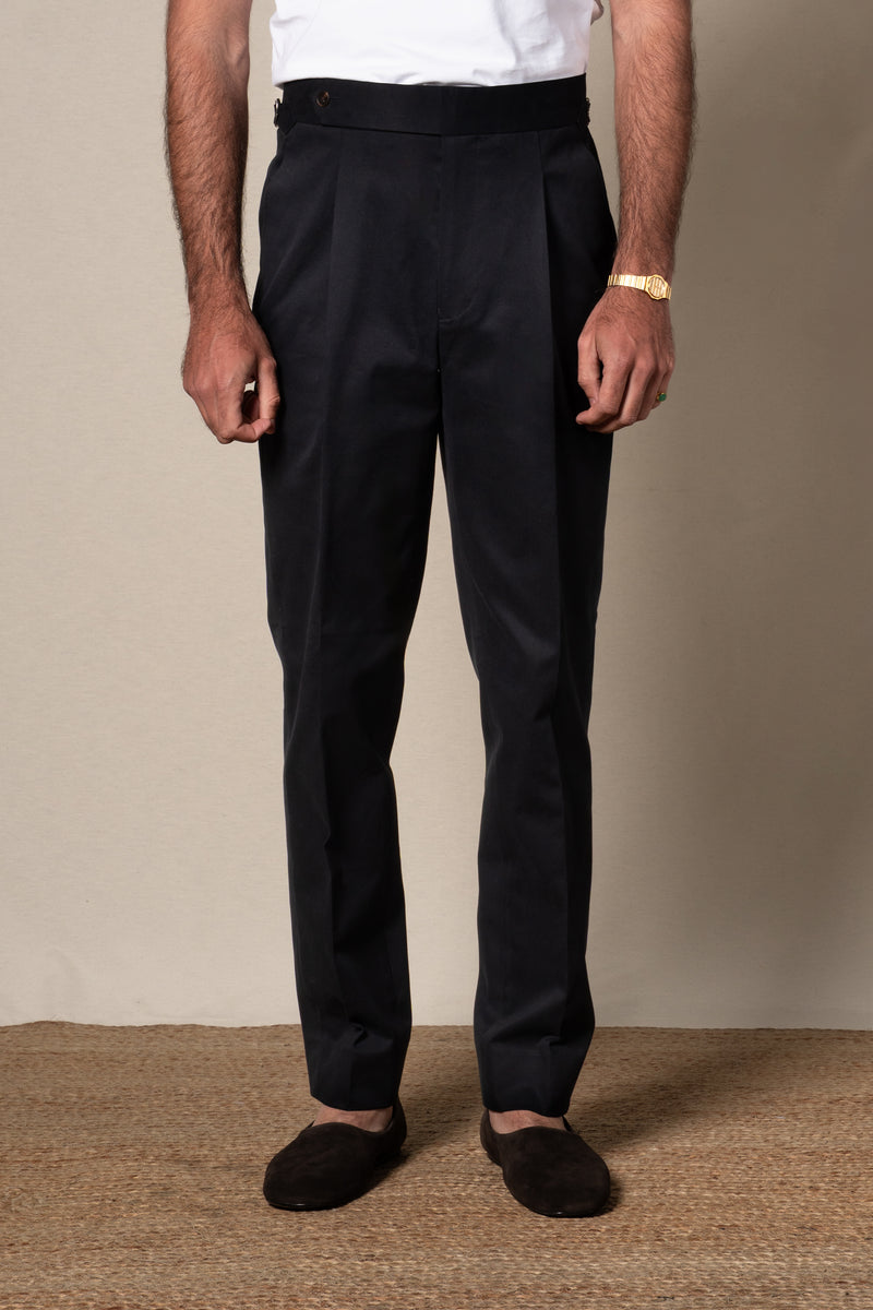 Dark Navy Plain Cotton Tailoring Pants