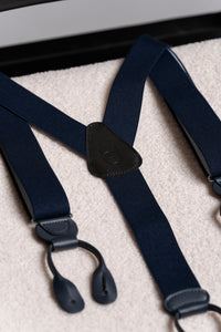 Tirantes Lisos Azul Marino con cuero - BUND