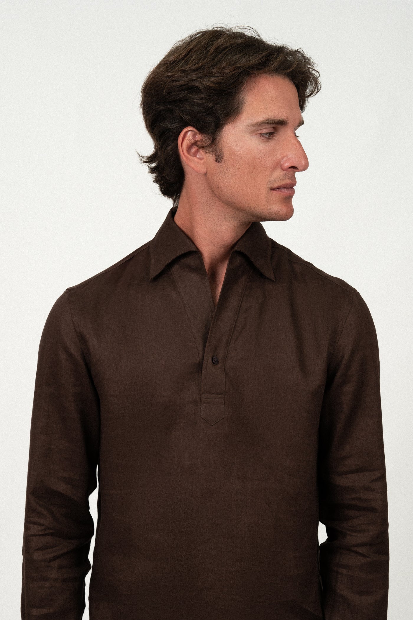 Linen Shirt Dark Brown T-shirt