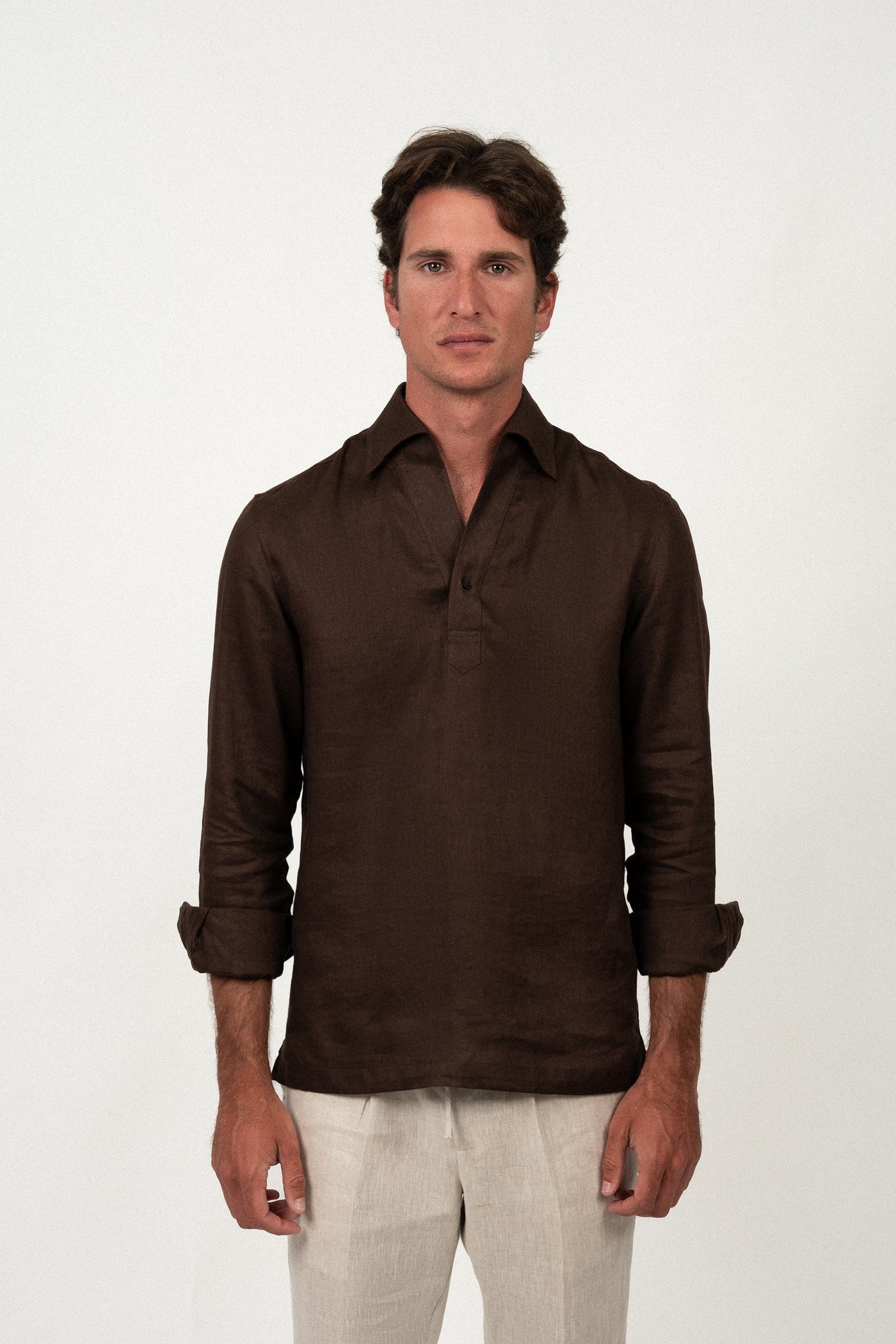 Linen Shirt Dark Brown T-shirt