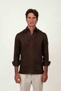 Linen Shirt Dark Brown T-shirt
