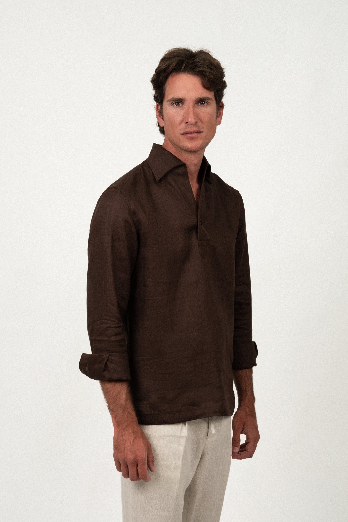 Linen Shirt Dark Brown T-shirt