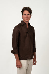 Linen Shirt Dark Brown T-shirt