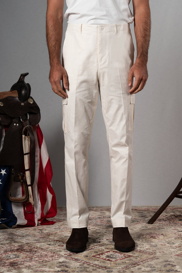White Cotton Cargo Pants