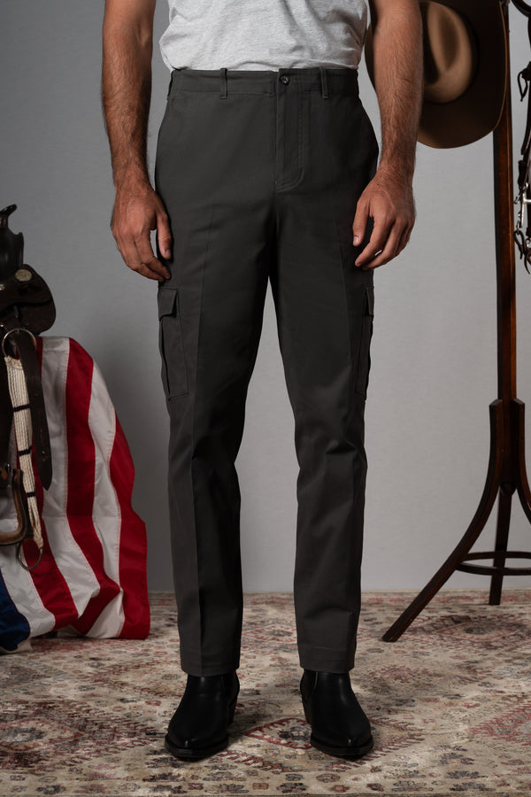 Stone Grey Cotton Cargo Pants