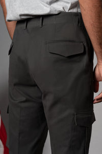 Stone Grey Cotton Cargo Pants