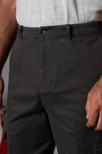 Stone Grey Cotton Cargo Pants