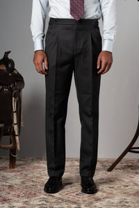 Herringbone Dark Grey Wool Double Breasted Suit - Traje a medida BUND