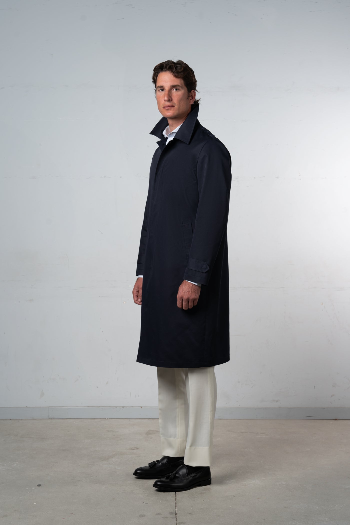 Plain Navy Rain Coat - Abrigo a medida BUND
