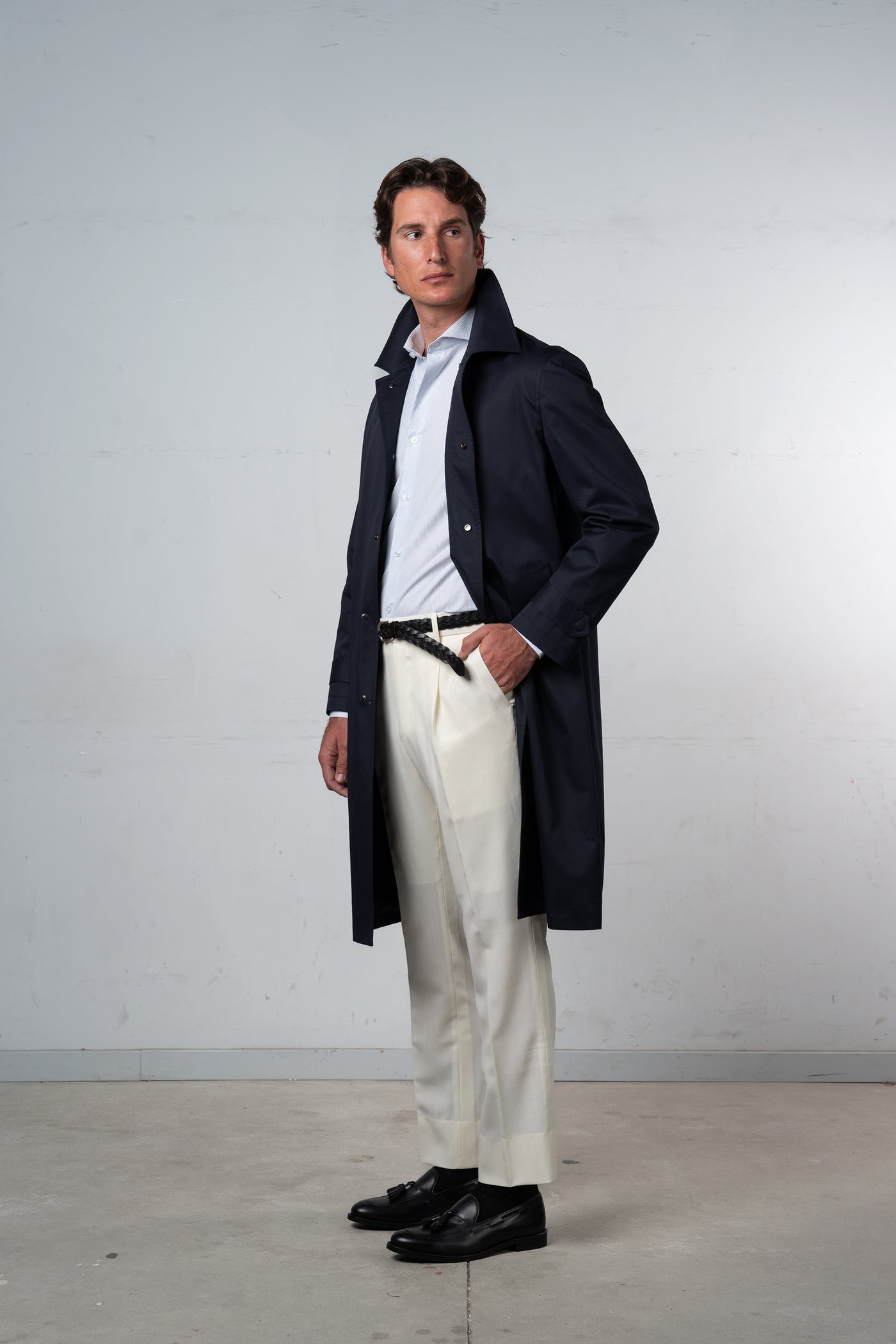 Plain Navy Rain Coat - Abrigo a medida BUND