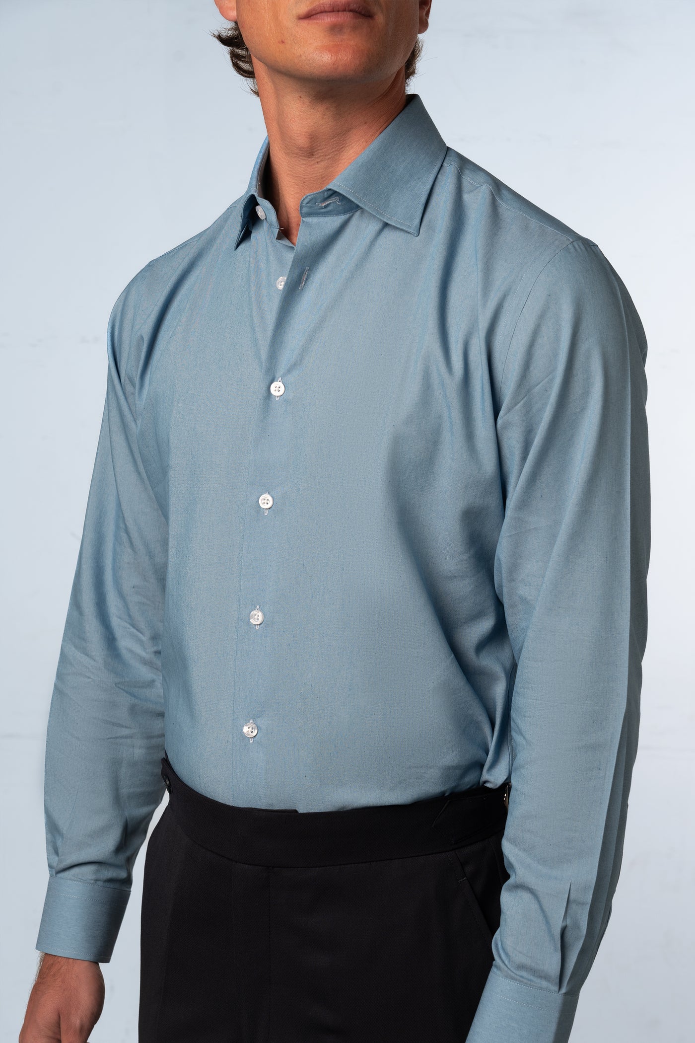 Plain Denim Casual Shirt - Camisa BUND