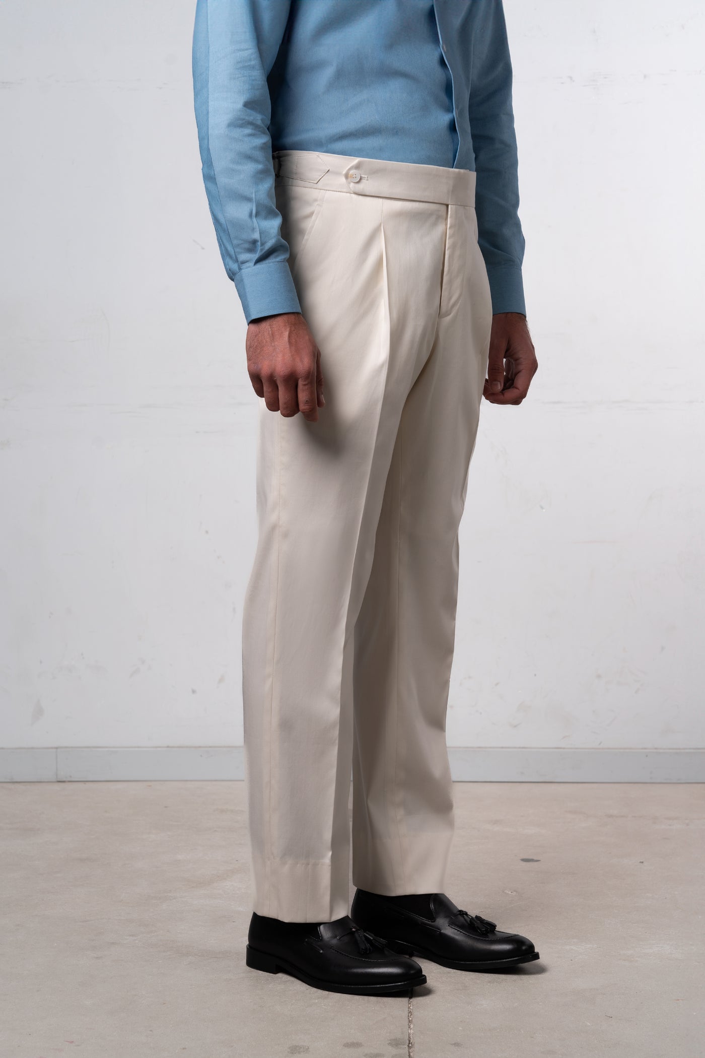 Plain Ecru Casual Pants