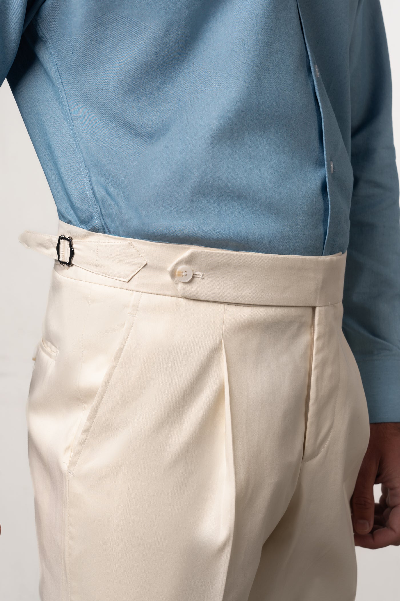 Plain Ecru Casual Pants