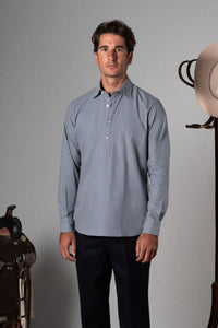 Cotton Flannel Light Blue Polo Shirt