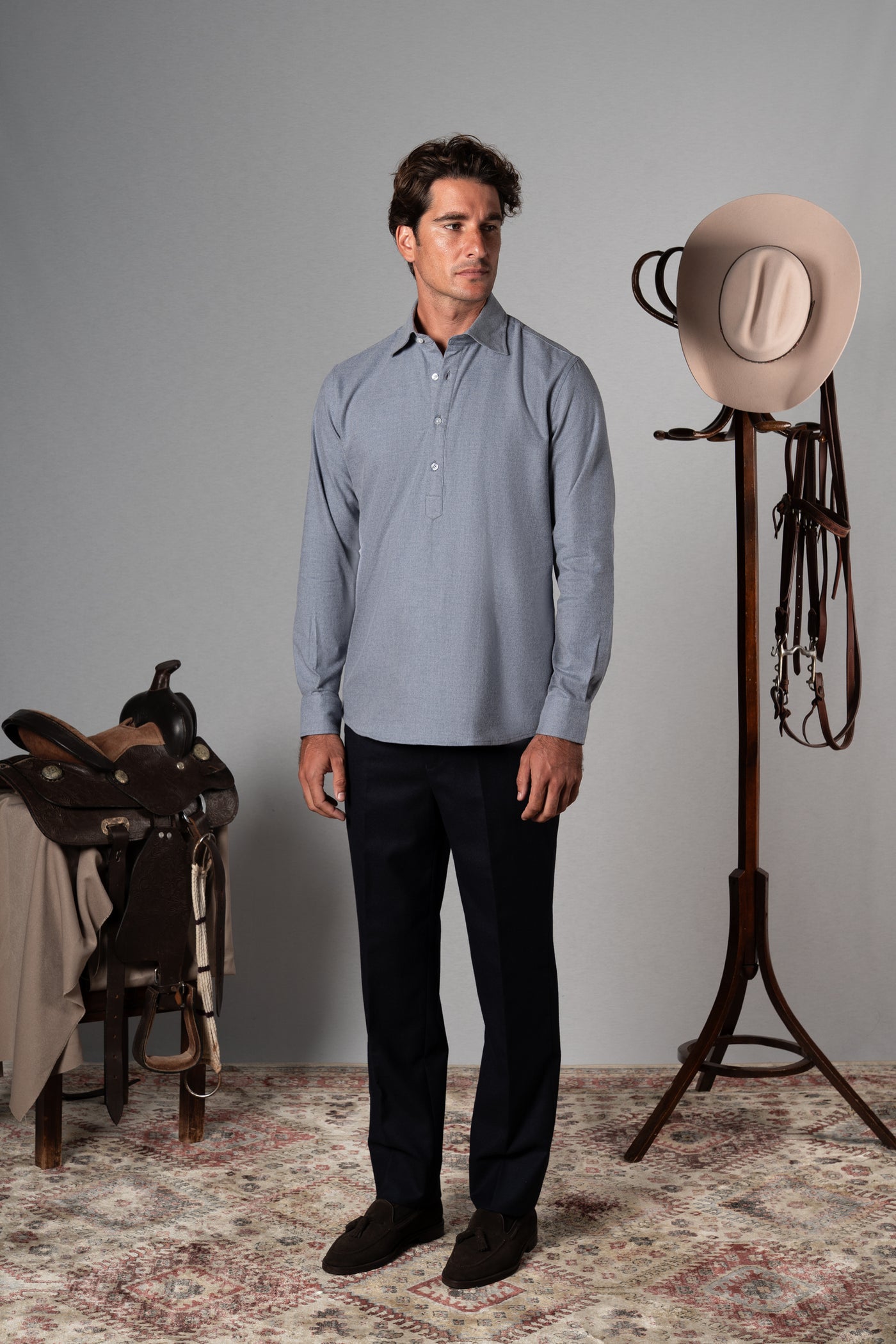 Cotton Flannel Light Blue Polera Shirt - Camisa BUND