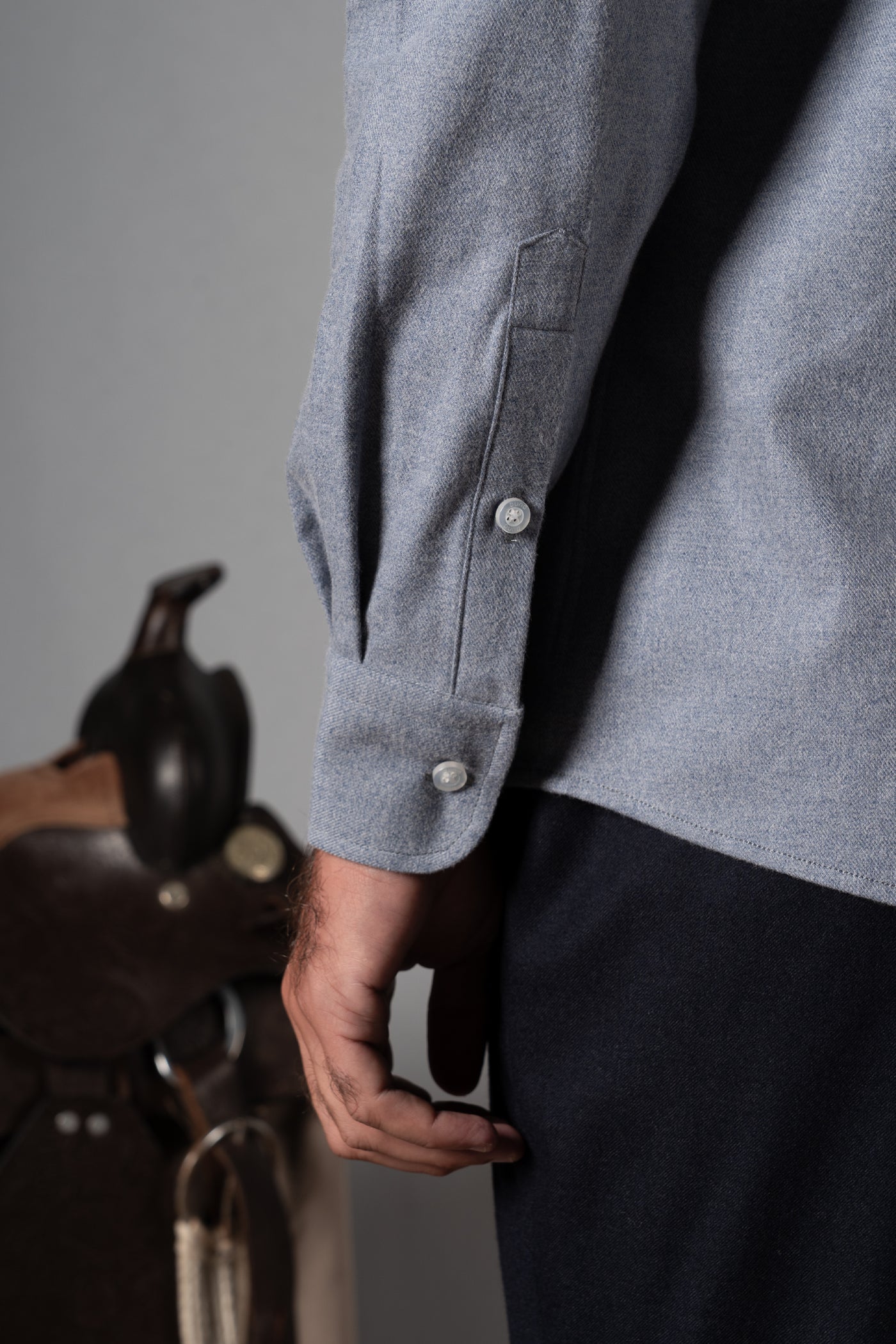 Cotton Flannel Light Blue Polera Shirt - Camisa BUND