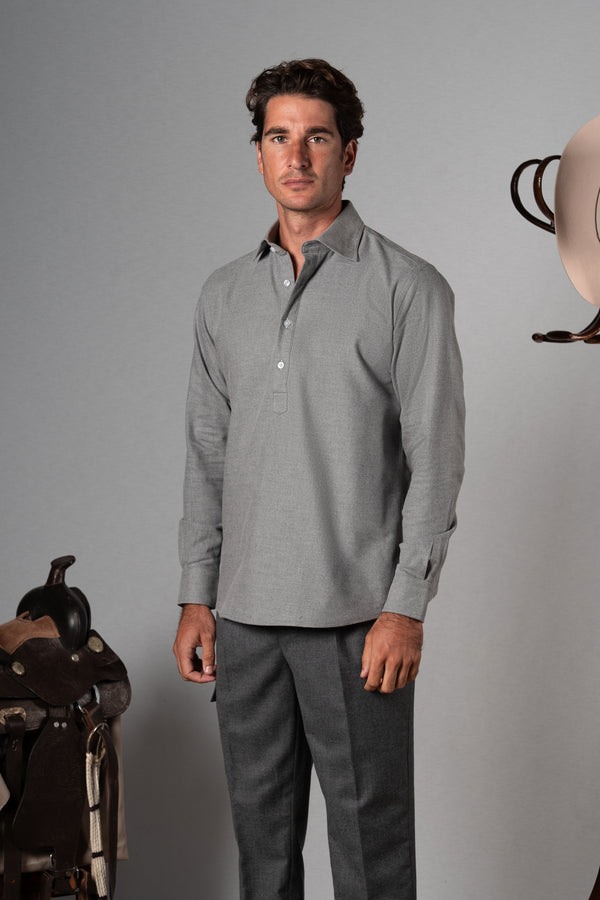 Cotton Flannel Light Grey Polera Shirt