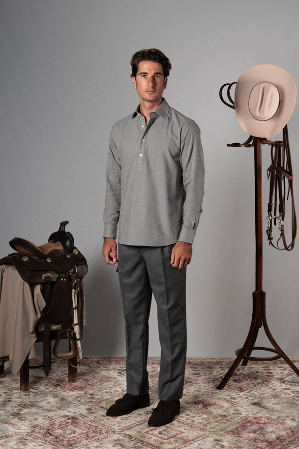 Cotton Flannel Light Grey Polera Shirt
