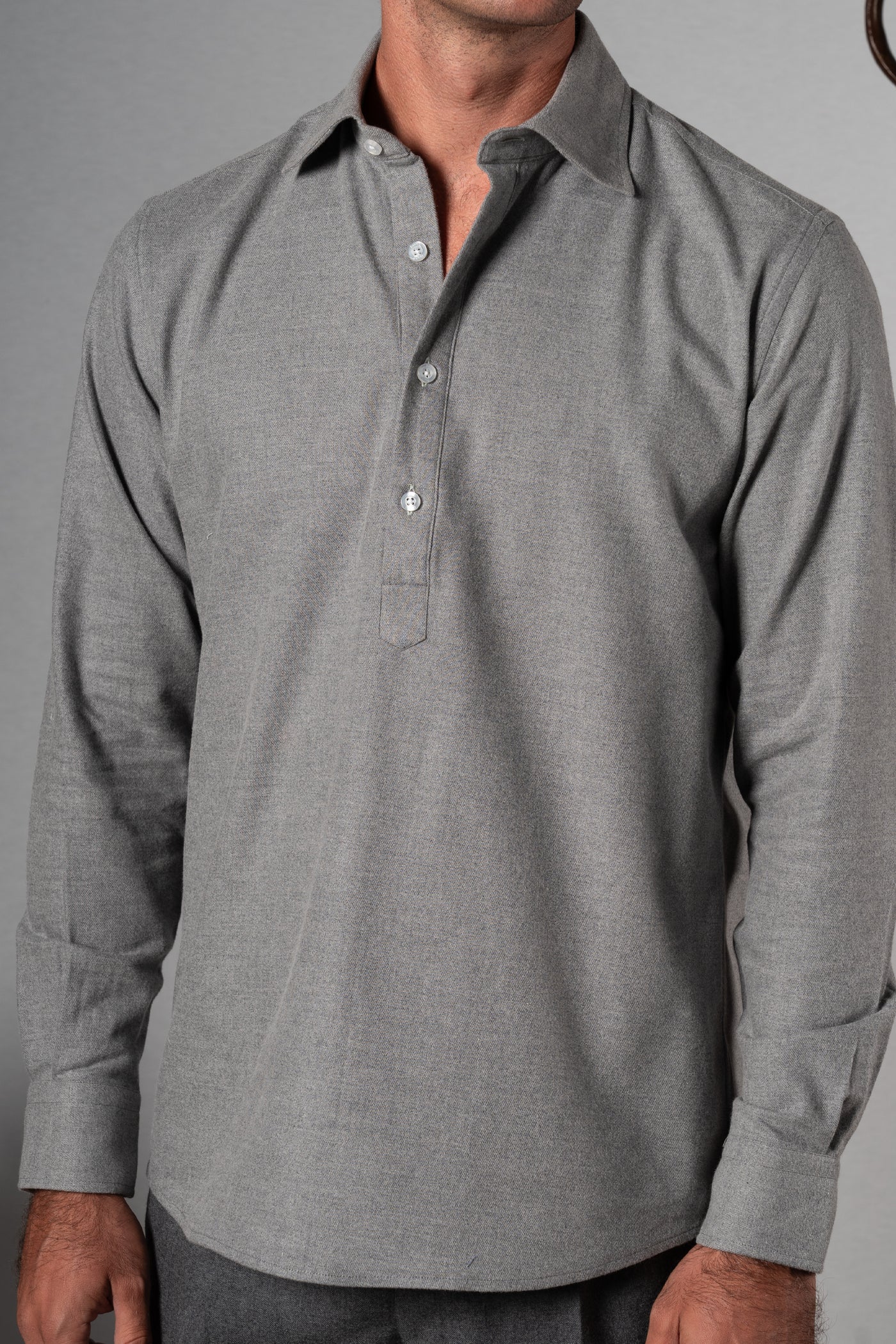 Cotton Flannel Light Grey Polera Shirt - Camisa BUND