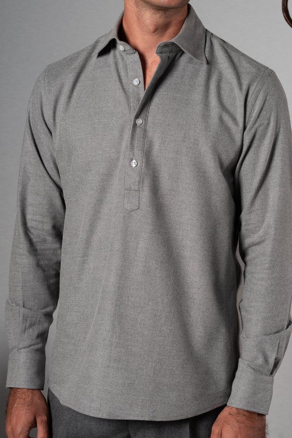 Cotton Flannel Light Grey Polera Shirt