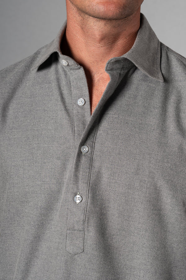 Cotton Flannel Light Grey Polera Shirt