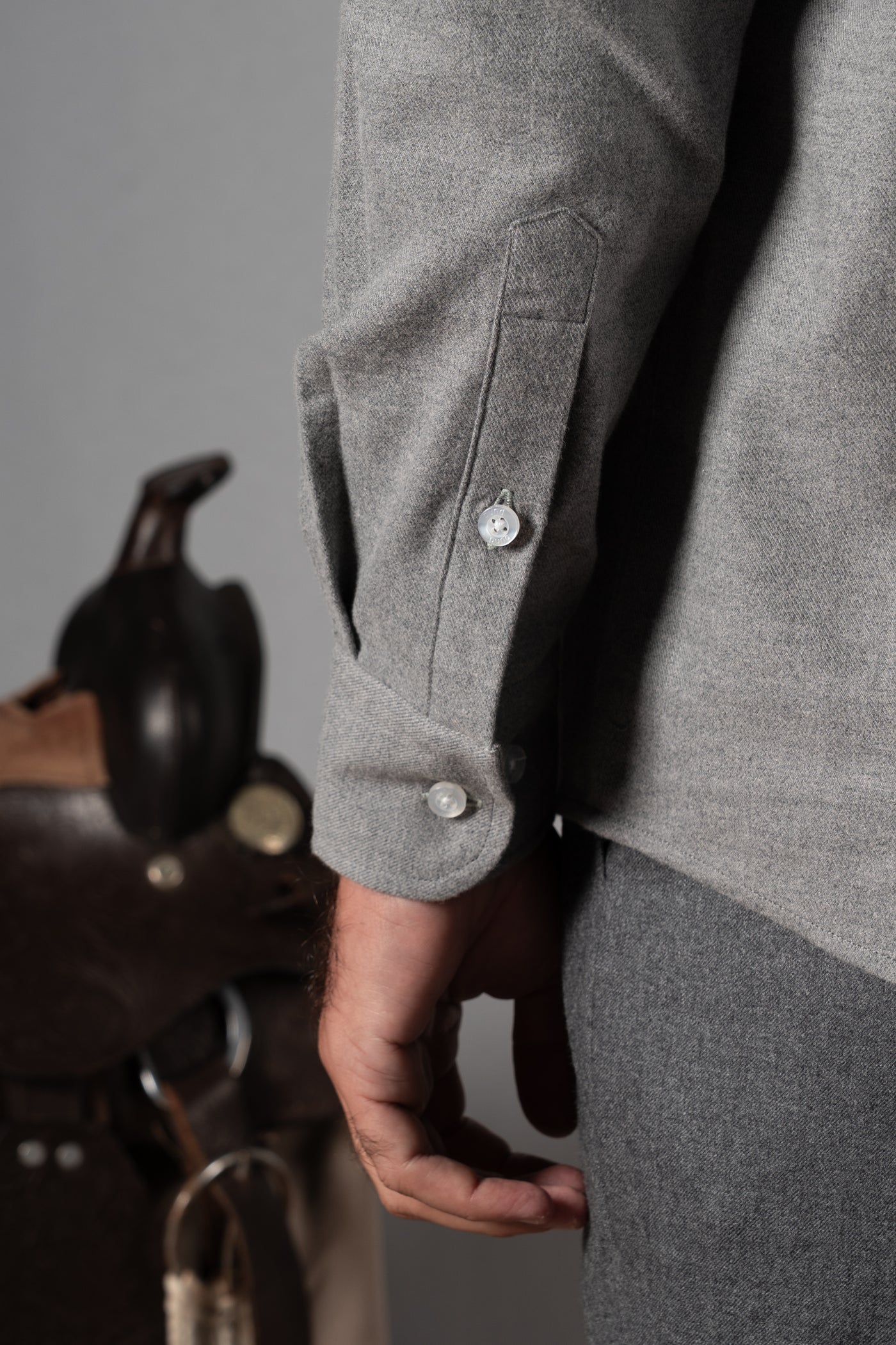 Cotton Flannel Light Grey Polera Shirt - Camisa BUND