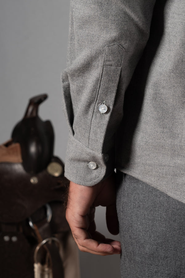 Cotton Flannel Light Grey Polera Shirt