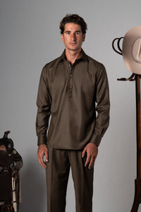 Wool Flannel Olive Green Polera Shirt - Camisa BUND