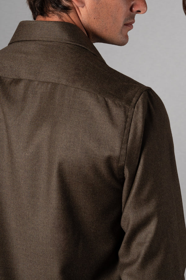 Wool Flannel Olive Green Polera Shirt