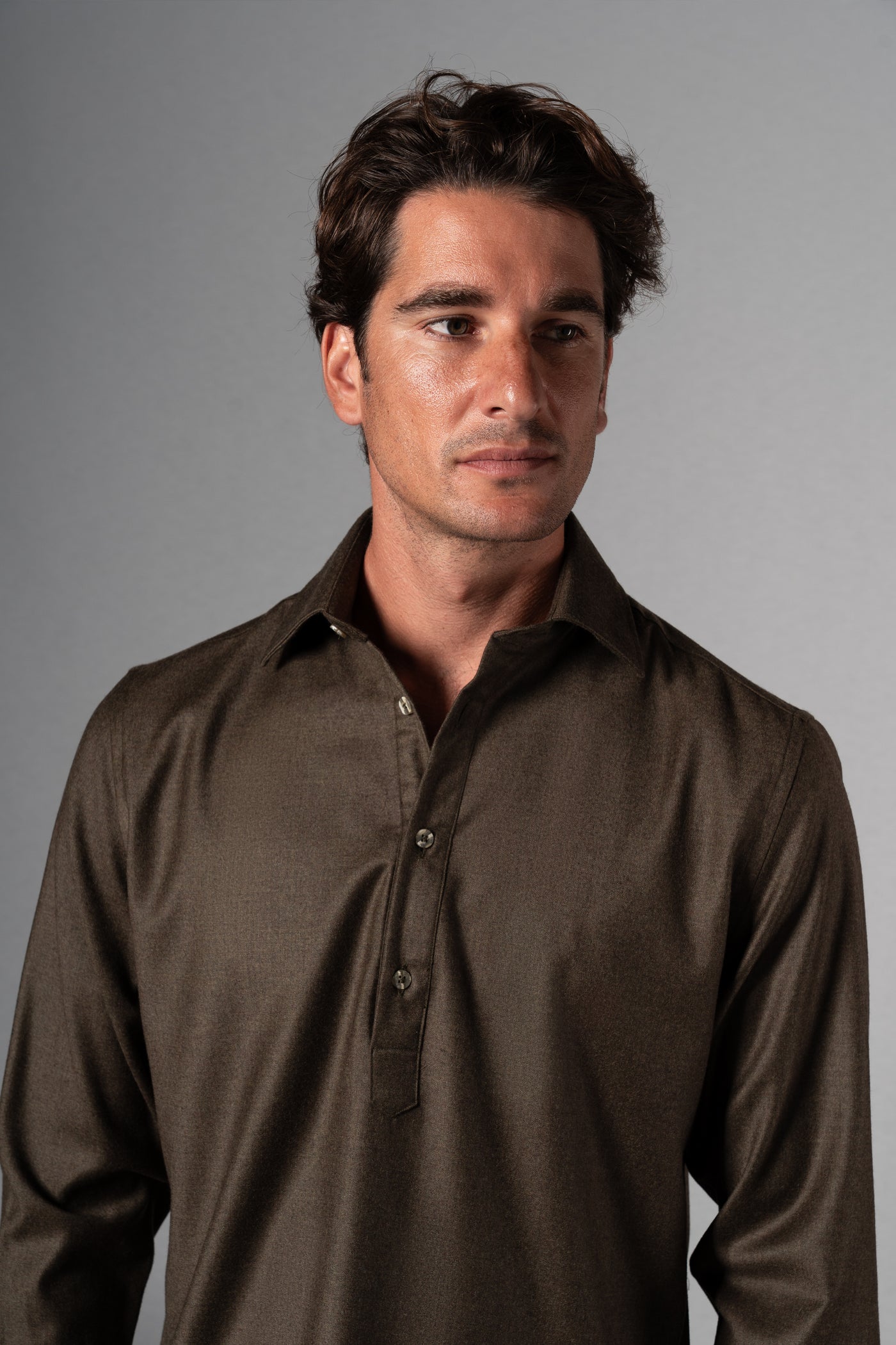 Wool Flannel Olive Green Polera Shirt - Camisa BUND