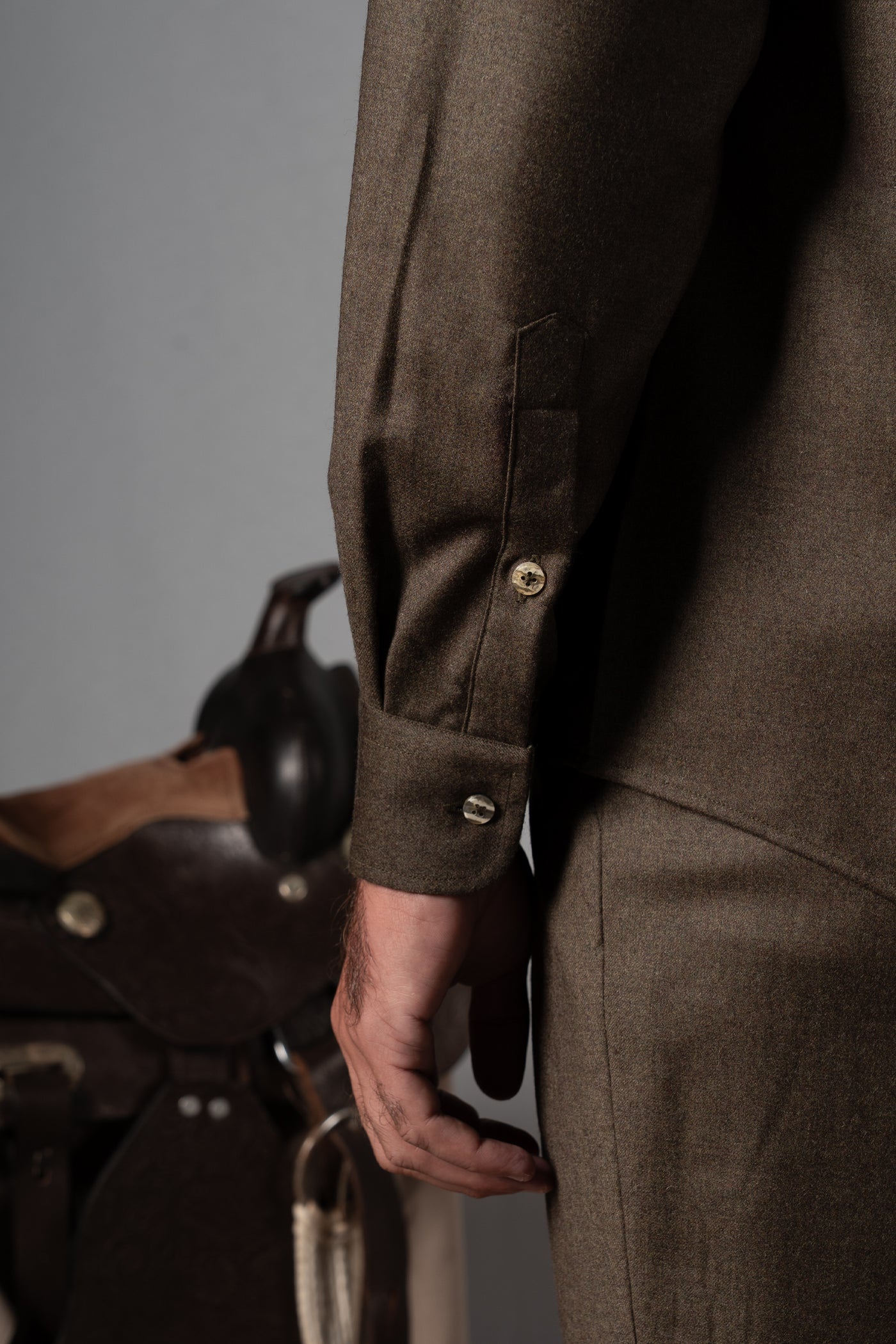 Wool Flannel Olive Green Polera Shirt - Camisa BUND