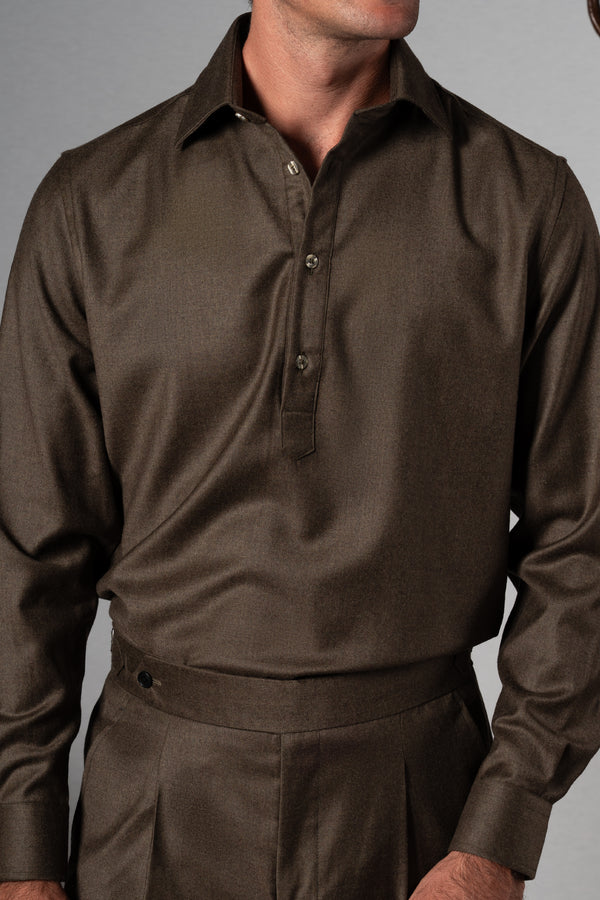 Wool Flannel Olive Green Polera Shirt