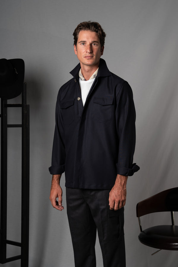 Moulin Dark Navy Wool Overshirt