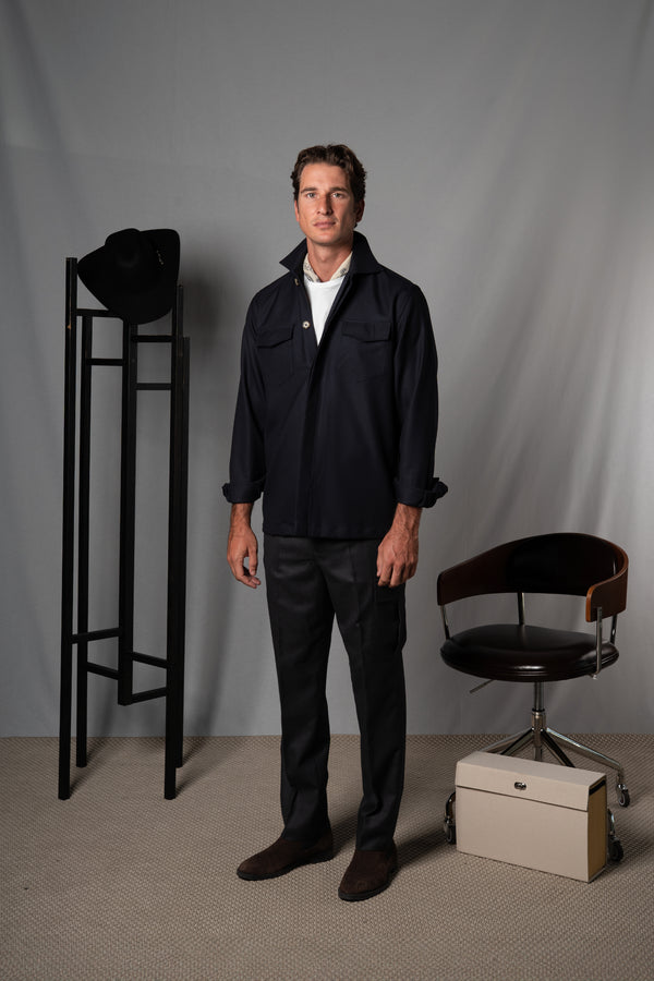 Moulin Dark Navy Wool Overshirt