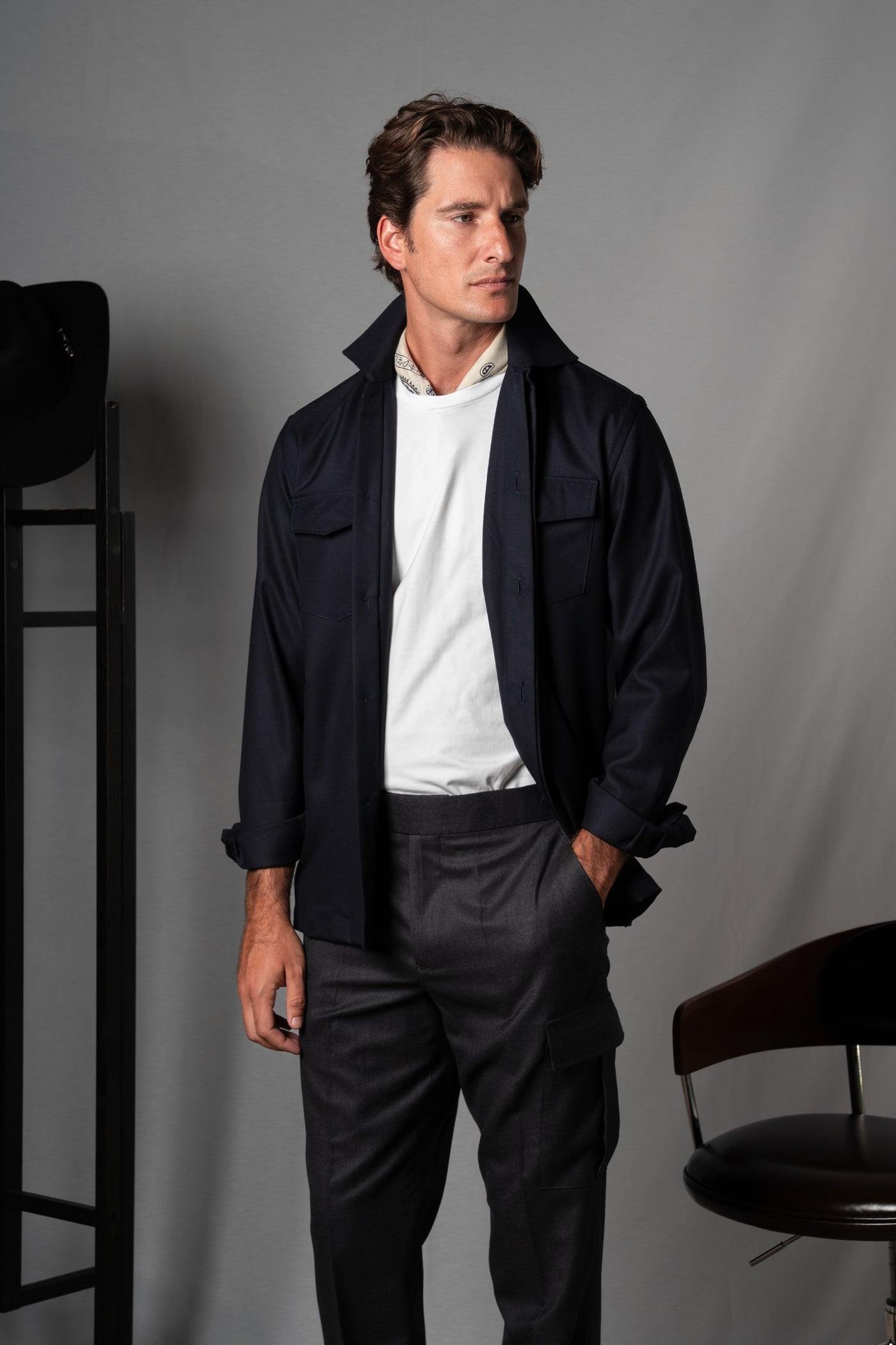 Moulin Dark Navy Wool Overshirt - Camisa BUND