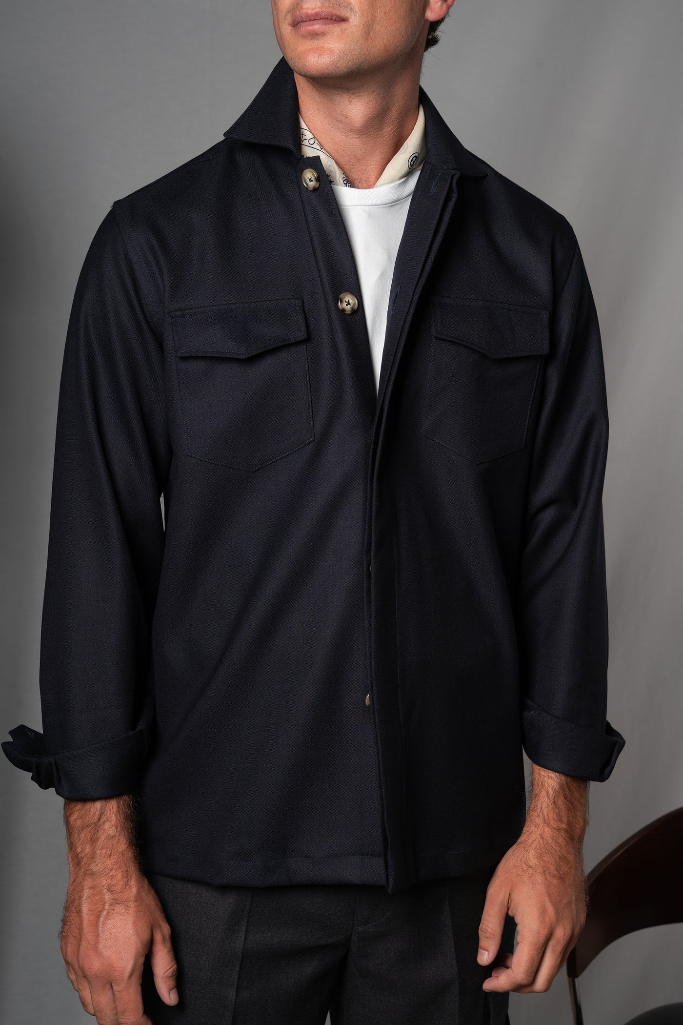 Moulin Dark Navy Wool Overshirt - Camisa BUND