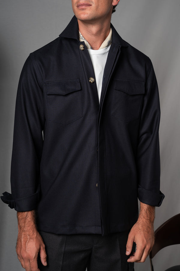 Moulin Dark Navy Wool Overshirt