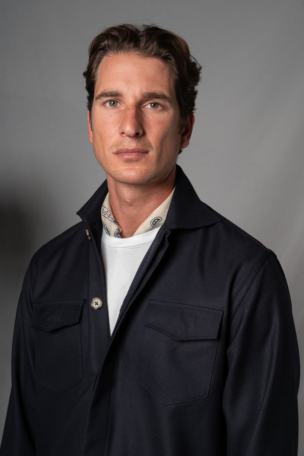 Moulin Dark Navy Wool Overshirt