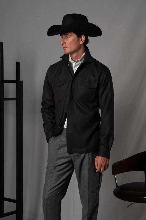 Moulin Stone Gray Wool Overshirt