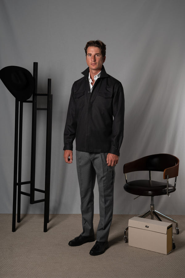 Moulin Stone Gray Wool Overshirt