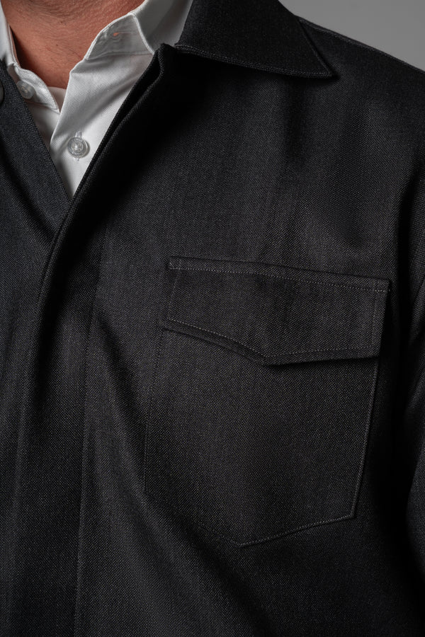 Moulin Stone Gray Wool Overshirt