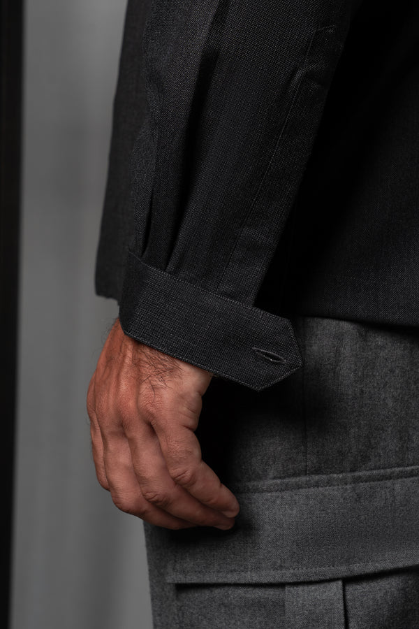 Moulin Stone Gray Wool Overshirt