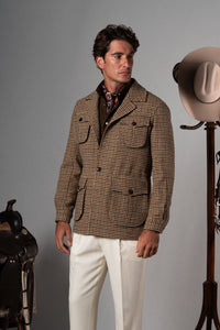 Houndstooth Beige Wool Saharana
